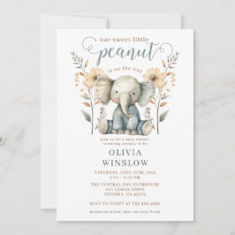 Little Peanut Blue Baby Elephant Baby Shower Inbjudningar