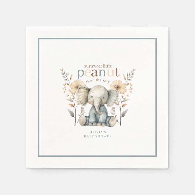 Little Peanut Blue Baby Elephant Papper Pappersservett (Framsidan)