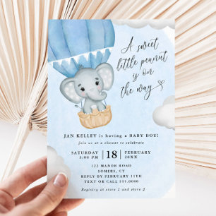 Little Peanut Blue Elephant Baby Shower Inbjudningar