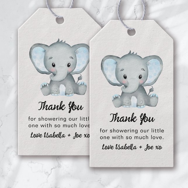 Little Peanut Blue Elephant Baby Shower Presentetikett (Skapare uppladdad)