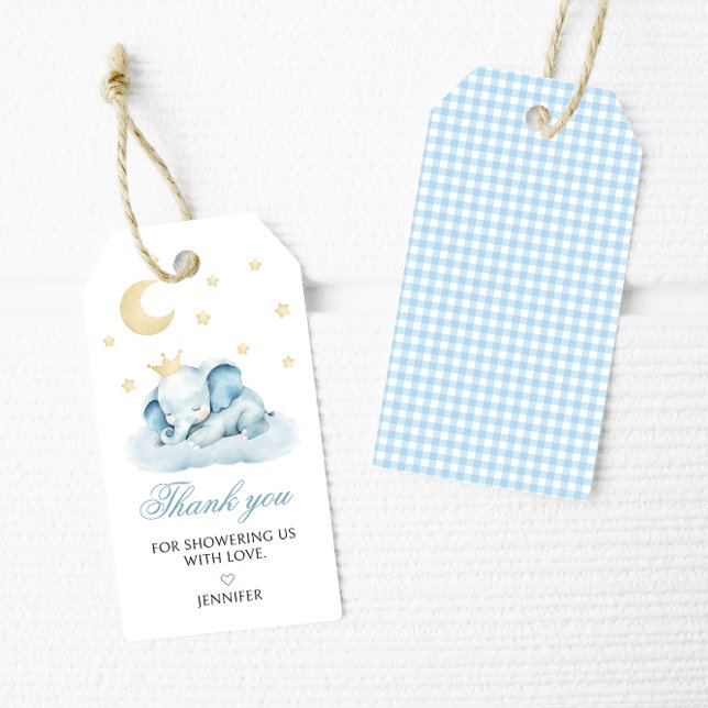 Little Peanut Blue Elephant Baby Shower Tack Presentetikett (Skapare uppladdad)