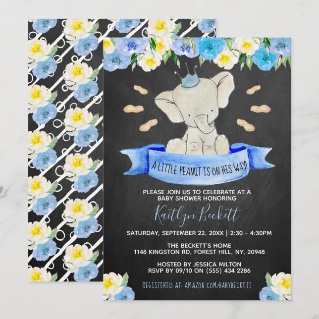 Little Peanut Boys Baby Shower Inbjudningar (Fram/baksida)
