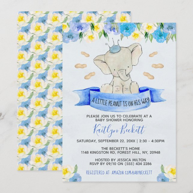 Little Peanut Boys Baby Shower Inbjudningar (Fram/baksida)