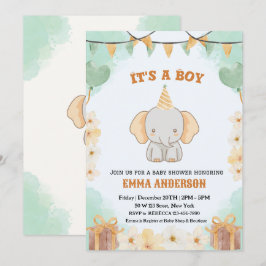 Little Peanut Dreams - Elephant Pojke Shower Inbjudningar
