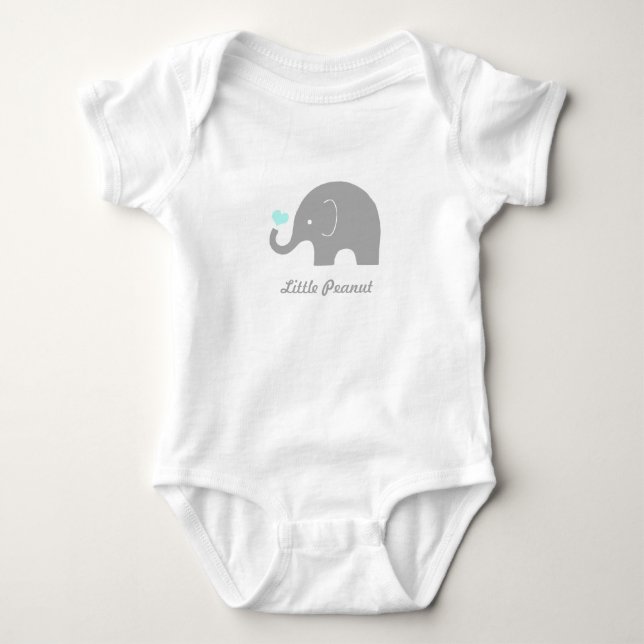 Little Peanut Elephant Baby Romper, Blue Heart T-shirt (Framsida)