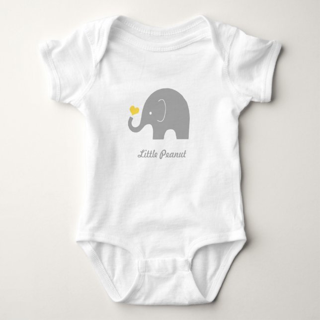 Little Peanut Elephant Baby Romper, Gult Heart Tee (Framsida)