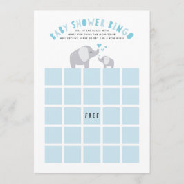 Little Peanut Elephant Baby Shower Bingo Game Blue Inbjudningar