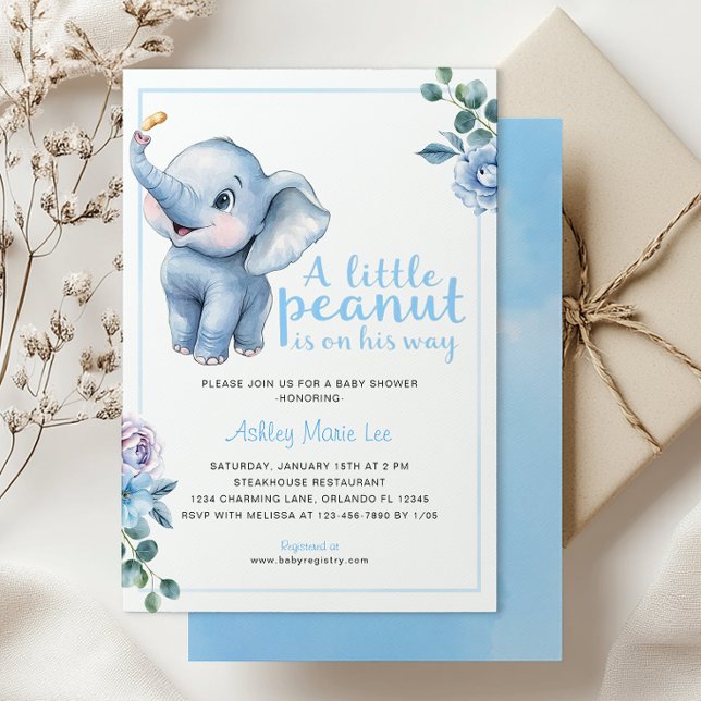 Little Peanut Elephant Baby Shower-inbjudan - Cu Inbjudningar (Little Peanut Baby Shower Invite)