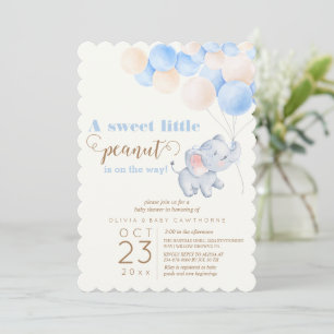 Little Peanut Elephant Balloons Pojke Shower Inbjudningar