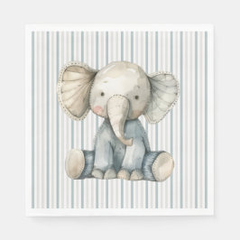 Little Peanut Elephant Blue Stripe Baby Shower Pappersservett