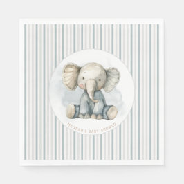 Little Peanut Elephant Blue Stripe Baby Shower Pappersservett