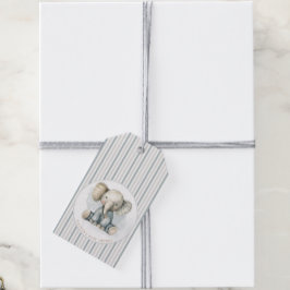 Little Peanut Elephant Blue Stripe Baby Shower Presentetikett
