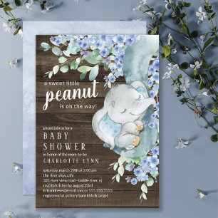 Little Peanut Elephant Boys Baby Shower Inbjudningar