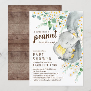 Little Peanut Elephant Neutralt Baby Shower Inbjudningar
