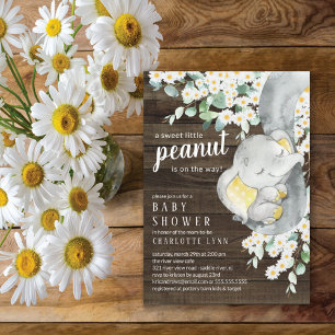 Little Peanut Elephant Neutralt Baby Shower Inbjudningar
