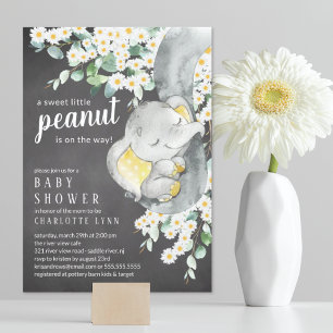 Little Peanut Elephant Neutralt Baby Shower Inbjudningar