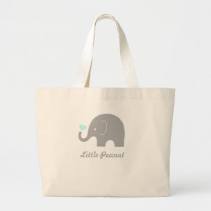 Little Peanut Elephant Tote Bag, blått hjärta Jumbo Tygkasse