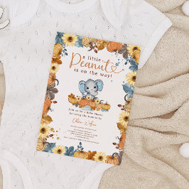 Little Peanut - Fall Elephant Pumpkin Baby Shower Inbjudningar
