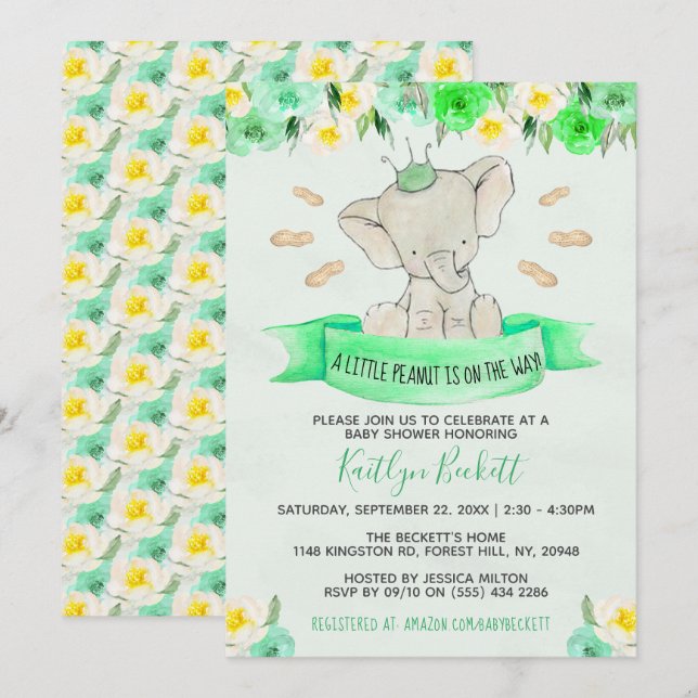 Little Peanut Gender Neutral Baby Shower Inbjudningar (Fram/baksida)