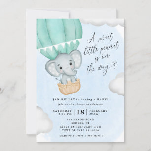 Little Peanut Grönt Elephant Baby Shower Inbjudningar