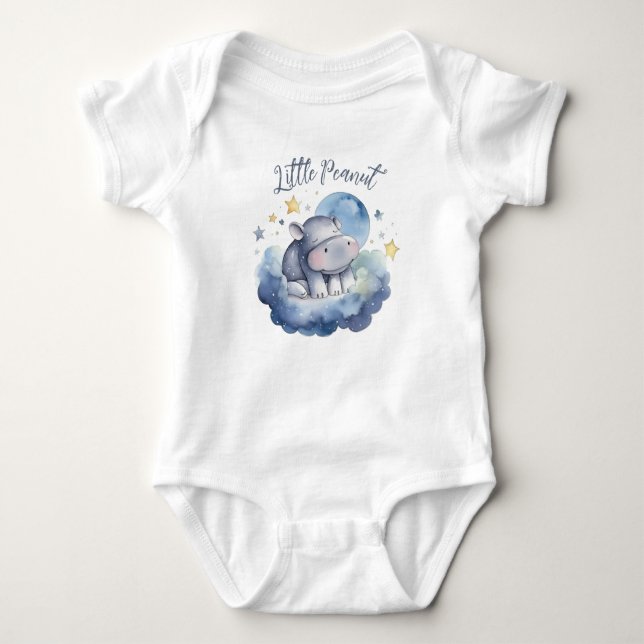 Little Peanut Hippo Baby Shower T Shirt (Framsida)