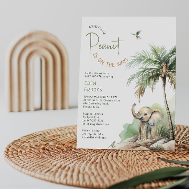 Little Peanut Jungle Safari Elephant Baby Shower Inbjudningar (Skapare uppladdad)