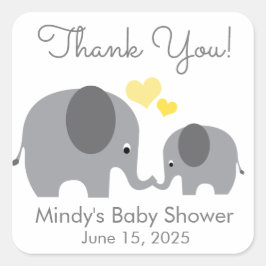 Little Peanut Mamma & Baby Elephant Shower Favor Fyrkantigt Klistermärke