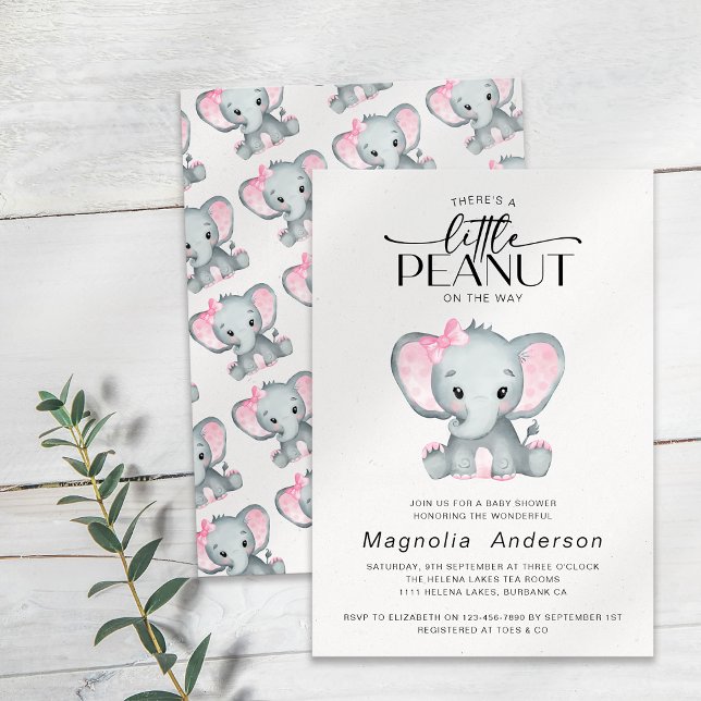 Little Peanut Rosa Elephant Baby Shower Inbjudningar (Skapare uppladdad)