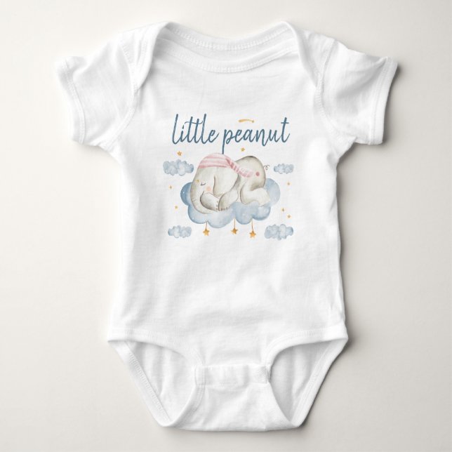 Little Peanut Sleeping Elephant Baby Bodykostym T Shirt (Framsida)