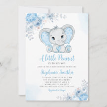 Little Peanut Watercolor Boy Elephant Baby Shower