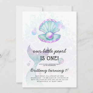 Little Pearl 1st Birthday Inbjudningar