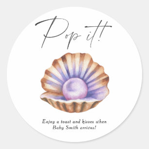 Little Pearl Baby shower - Poppa det!  Runt Klistermärke
