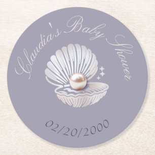 Little Pearl Baby Shower Underlägg Papper Rund