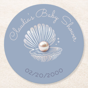 Little Pearl Baby Shower Underlägg Papper Rund