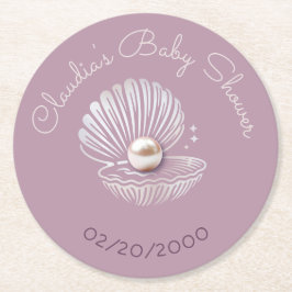 Little Pearl Baby Shower Underlägg Papper Rund