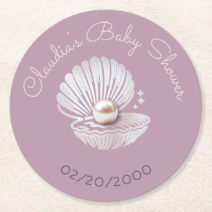 Little Pearl Baby Shower Underlägg Papper Rund