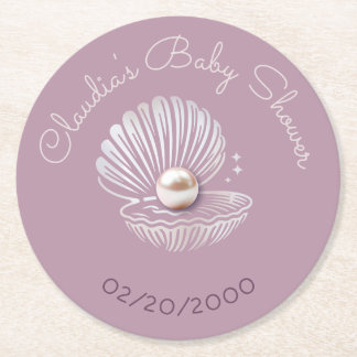 Little Pearl Baby Shower Underlägg Papper Rund