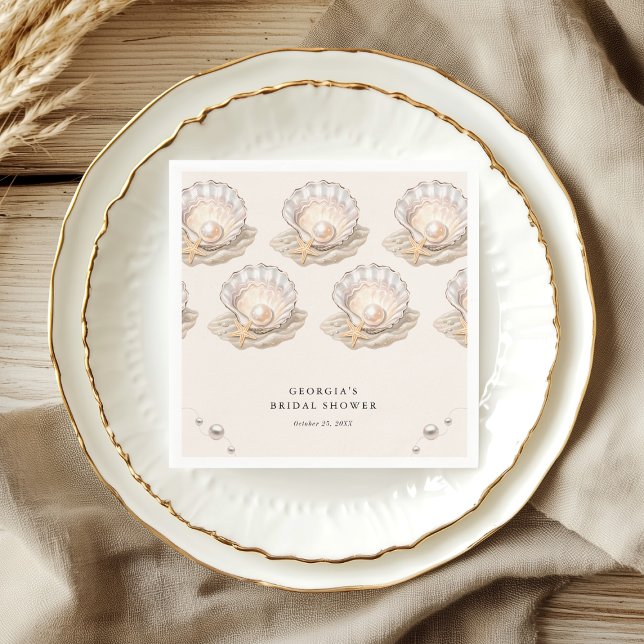 Little Pearl Beach Ocean Seashell Girl Baby Shower Pappersservett (Skapare uppladdad)