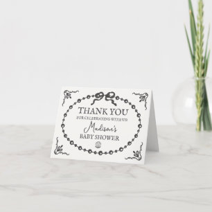 Little Pearl Black Bow Baby Shower Tack för ditt k Kort