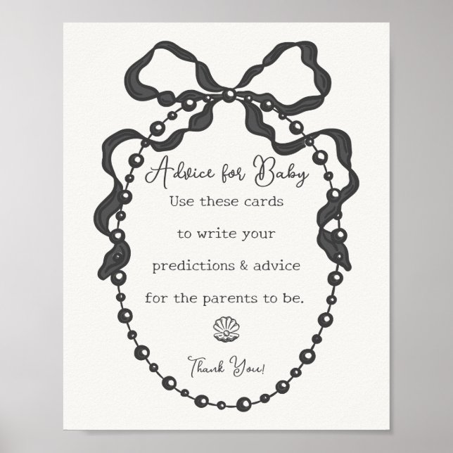 Little Pearl Black Coquette Bow Advice for Baby Poster (Framsidan)