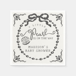 Little Pearl Black Coquette Bow Baby Shower Bord Pappersservett
