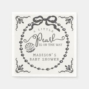 Little Pearl Black Coquette Bow Baby Shower Bord Pappersservett