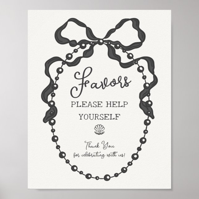 Little Pearl Black Coquette Bow Favors Poster (Framsidan)