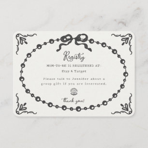 Little Pearl Coquette Bow Gift Registry Infoga Tilläggskort