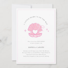 Little Pearl Flicka Rosa Baby Shower-inbjudan Inbjudningar