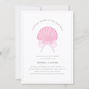 Little Pearl Flicka Rosa Baby Shower Inbjudningar