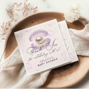 Little Pearl Lila Seashell Ocean Baby Shower Pappersservett