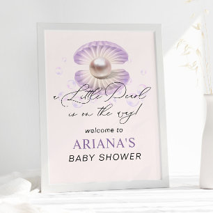 Little Pearl Lila Snäcka Ocean Baby Shower Poster