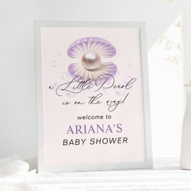 Little Pearl Lila Snäcka Ocean Baby Shower Poster (Skapare uppladdad)