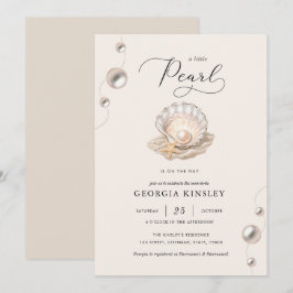 Little Pearl Ocean Beach Seashell Girl Shower Inbjudningar